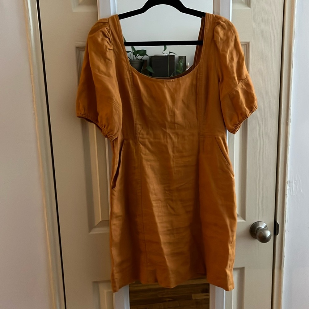 Madewell Linen Mini Dress with Puffy Sleeves
